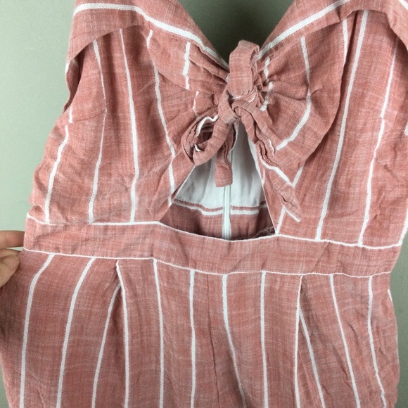 Ten Sixty Sherman Striped Cutout Tie Front Pink Romper Size Large - Picture 4 of 9